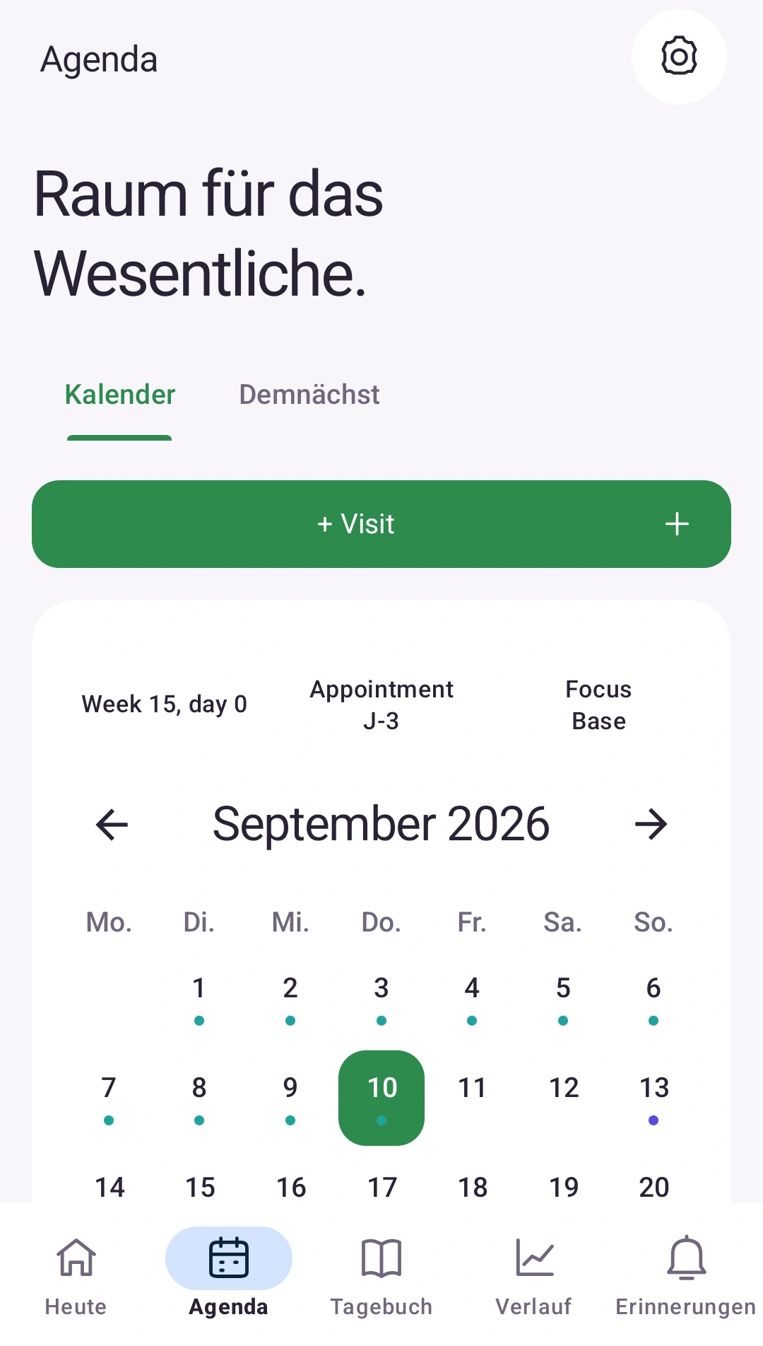 Die nächsten Schritte planen — Termine und wichtige Tage im Kalender