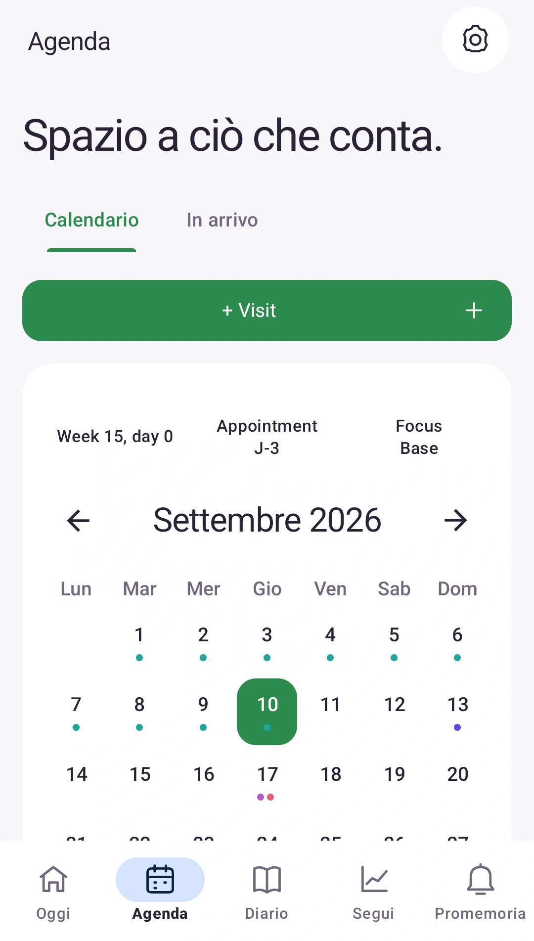 Organizza i prossimi passi — Appuntamenti e date nello stesso calendario