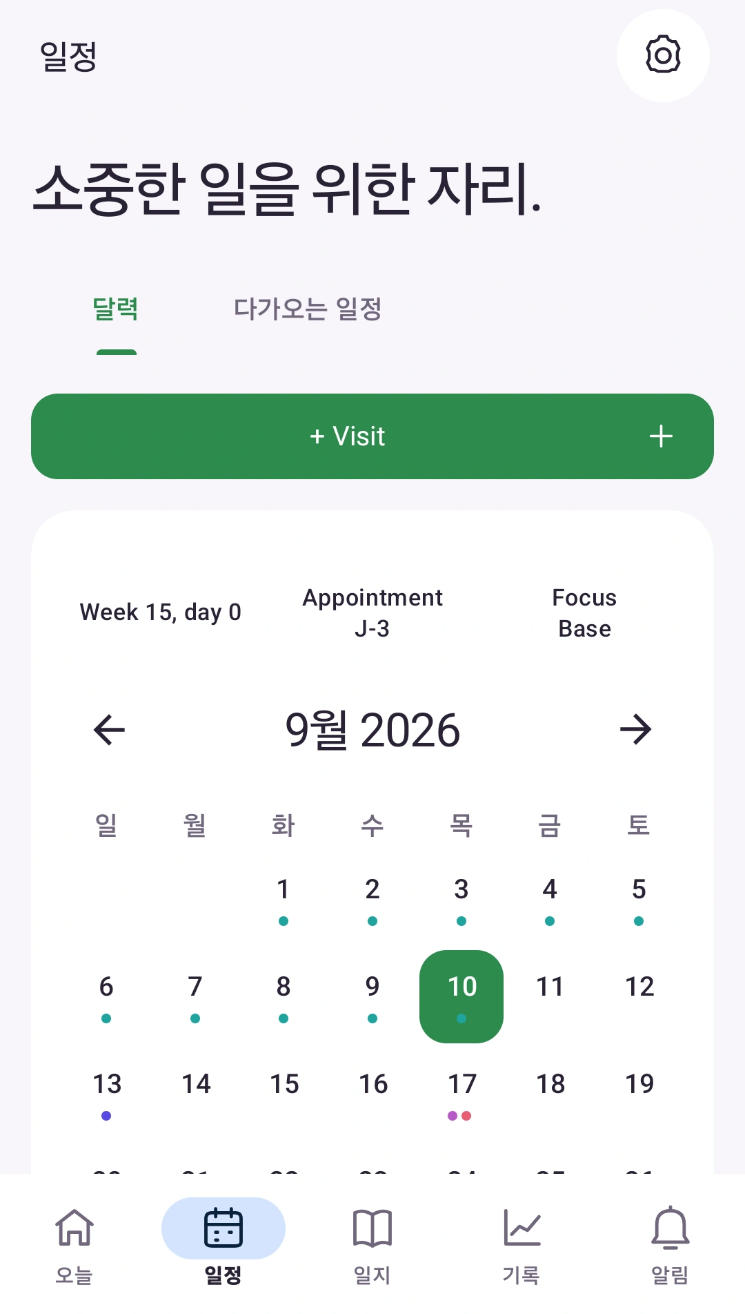 다가올 일정을 차근차근 — 진료와 중요한 날짜를 한 캘린더에