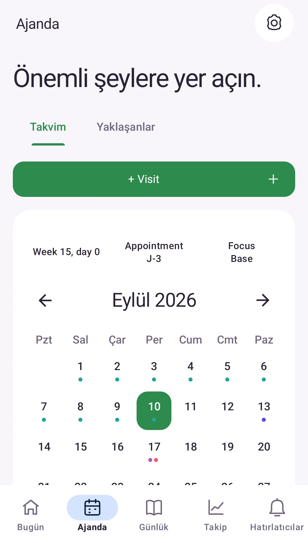 Sıradaki adımları planla — Randevular ve tarihler tek takvimde