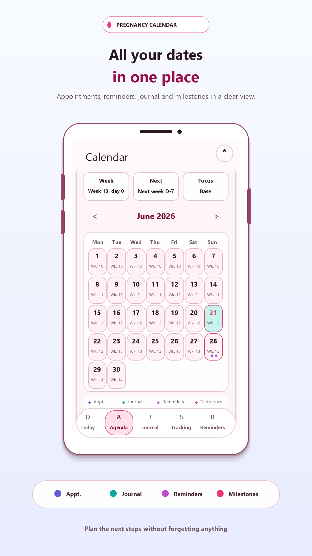 Pregnancy calendar screen
